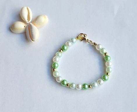Groen-wit-goud parel armbandje